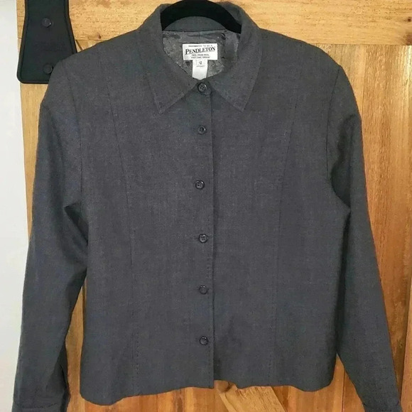 Pendleton Jackets & Blazers - Vintage Pendleton 100% Virgin Wool Gray Crop Blazer Jacket size 12